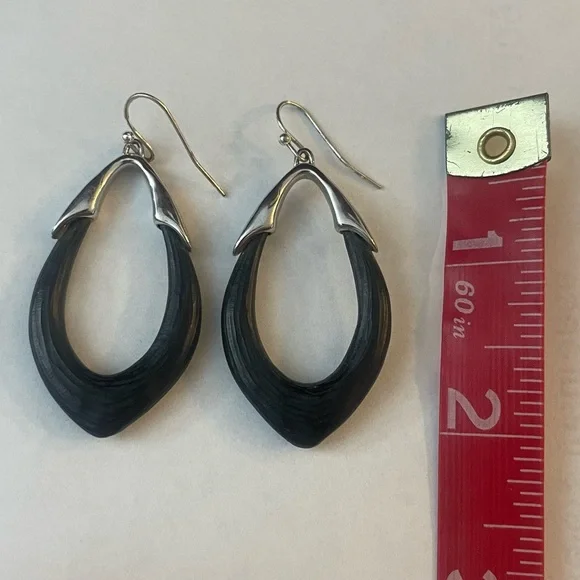 Alexis Bittar Black and Silver Teardrop Earrings